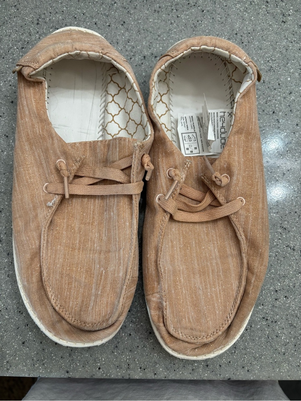 Hey Dude Women’s Tan Canvas Slip-On Loafers